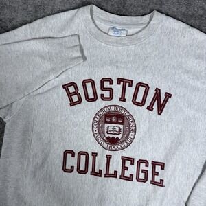 VTG Boston College Champion Reverse Weave Sweatshirt Men Medium Gray Long Sleeve
